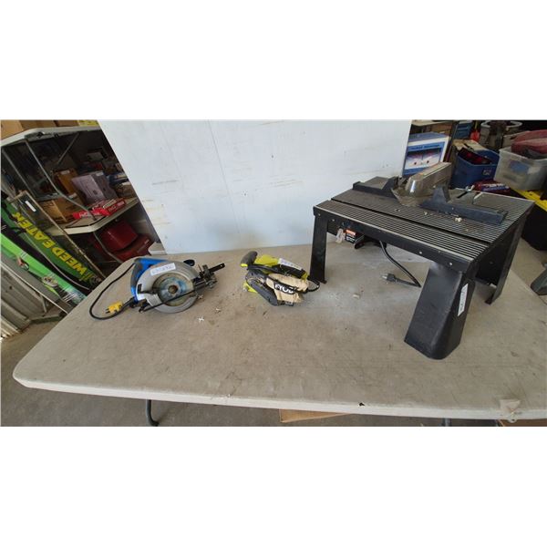 Circular Saw, Ryobi Belt Sander, and Router Table