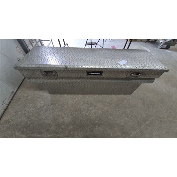Husky Diamond Plate Aluminum Crossover Truck Bed Toolbox with Dual Paddle Latches