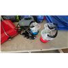 Image 2 : Outbound Camping Lot: 2 Sleeping Bags, 2 Tarps, Red Camp Stove, Woods Air Pump, and 3 Lanterns