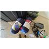 Image 7 : Outbound Camping Lot: 2 Sleeping Bags, 2 Tarps, Red Camp Stove, Woods Air Pump, and 3 Lanterns