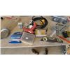 Image 5 : Assorted Hardware and Tools: Stanley Tape Measure, Caulk Gun, Hot Glue Gun, Levels