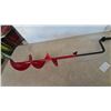 Image 4 : Ice Auger with Red Spiral Blades and Black Crank Handle