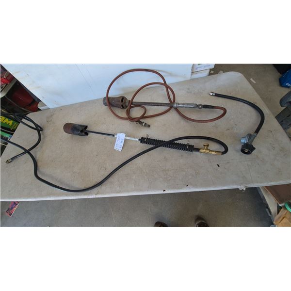 Two Propane Burner Torches with Hoses and Regulators