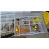 Image 2 : Fishing Rods, Reels, Tackle Boxes, Frabill Minnow Bucket, and Assorted Lures and Tackle