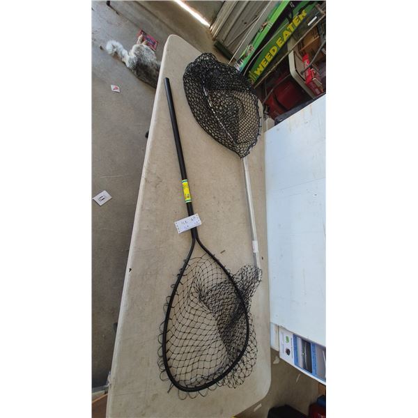 Two Fishing Landing Nets, One with Carbon Fiber Handle, One with Aluminum Handle