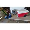 Image 1 : Reliance camping toilet Tridon+ Cooler with Wheels, and Blue/Black Life Vest xl