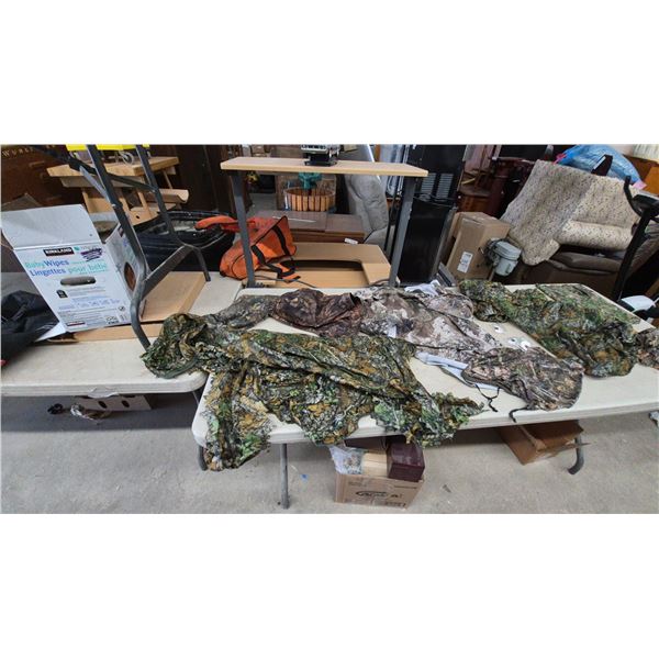Assorted Camouflage Hunting Apparel and Ghillie Suits, including Winter Camo