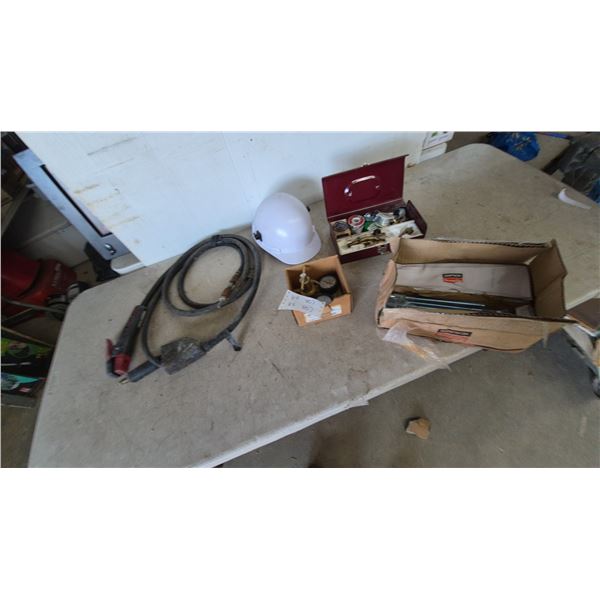 Welding Torch and Cable, Hard Hat, Regulator Gauges, Simpson Strong-Tie Rods