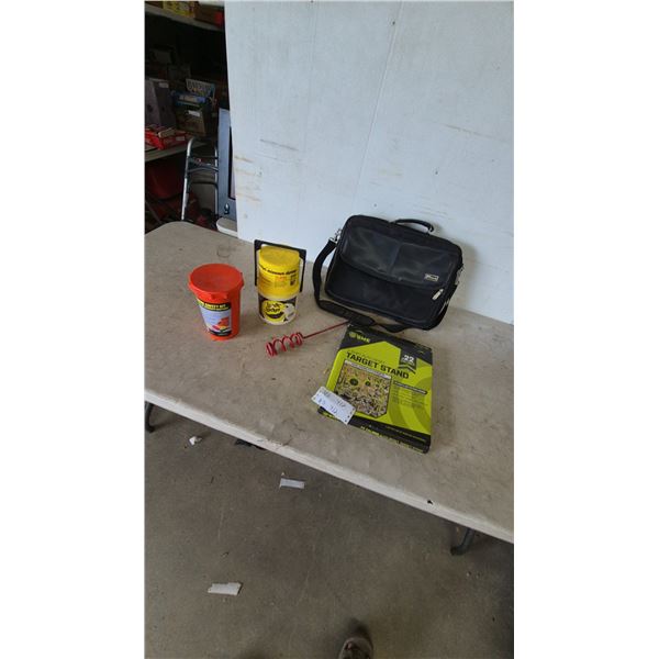 Targus Laptop Bag, Marine Safety Kit, Leech Locker, and .22 Caliber Auto Target Stand