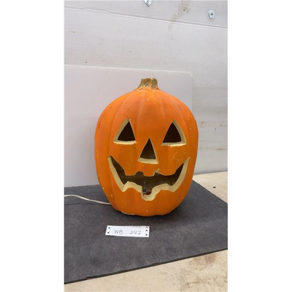 Vintage Halloween Foam Blow Mold Pumpkin Jack-o'-Lantern with Plug-In Electrical Cord, 16” High