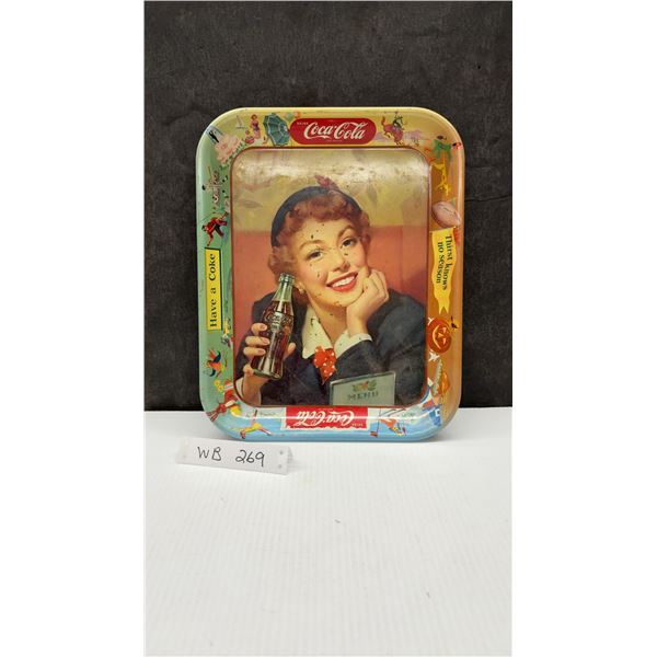 Vintage 1953 Coca-Cola Menu Girl Serving Tray