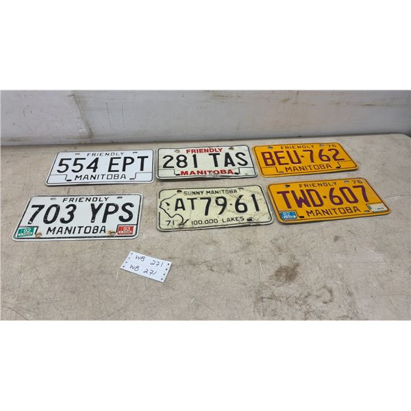 Six Vintage Manitoba License Plates - Bison