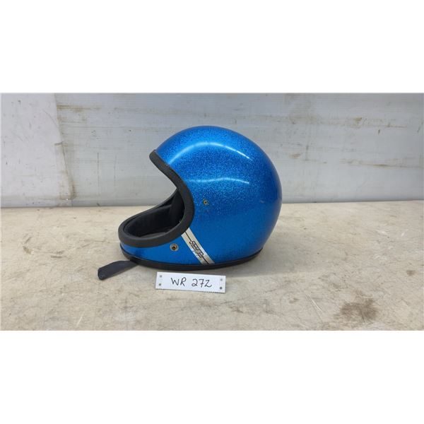 Vintage Blue Sterling Pro Metal Flake Large Motorcycle Helmet