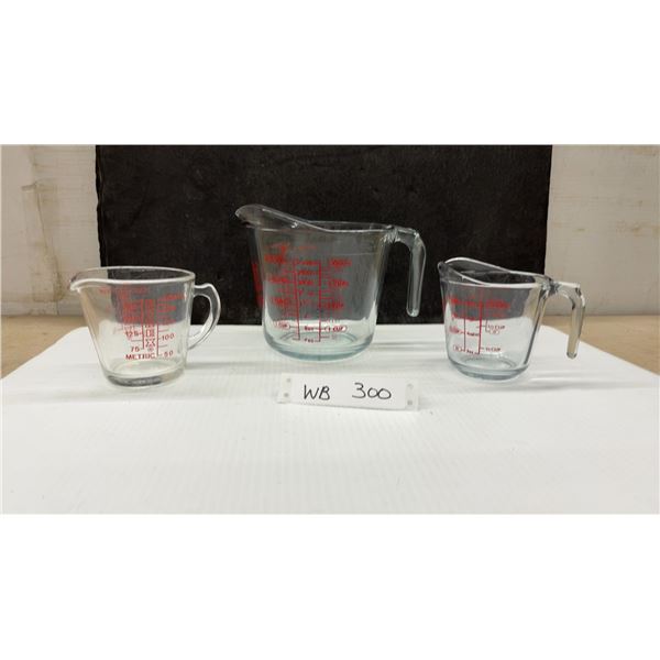 Three Vintage Fire-King Anchor Hocking Glass Measuring Cups