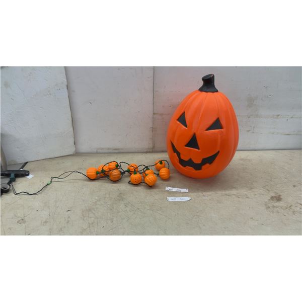 Vintage Halloween Blow Mold Pumpkin Jack O'Lantern 21” Tall with Flashing Lights and Plug-In Cord