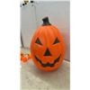Image 2 : Vintage Halloween Blow Mold Pumpkin Jack O'Lantern 21” Tall with Flashing Lights and Plug-In Cord