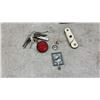 Image 6 : Vintage Automotive Lot: Steering Wheel Knob, Emblems, Keys, Ashtray and Weston Ammeter