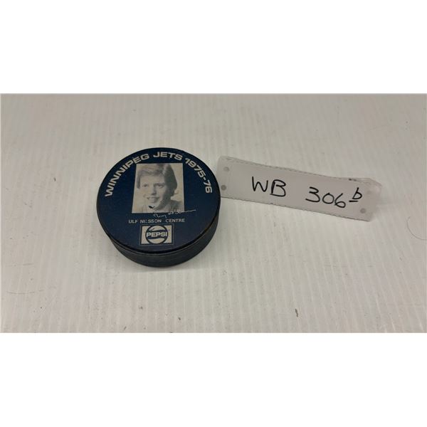 Vintage 1975-1976 Winnipeg Jets Hockey Pepsi Puck Featuring Ulf Nilsson