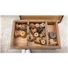Image 2 : Vintage Hardware Store Lot: Cabinet Knobs, Roller Door Hinges, Hunting Knives, Porcelain Knobs
