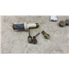 Image 6 : Vintage Hardware Store Lot: Cabinet Knobs, Roller Door Hinges, Hunting Knives, Porcelain Knobs