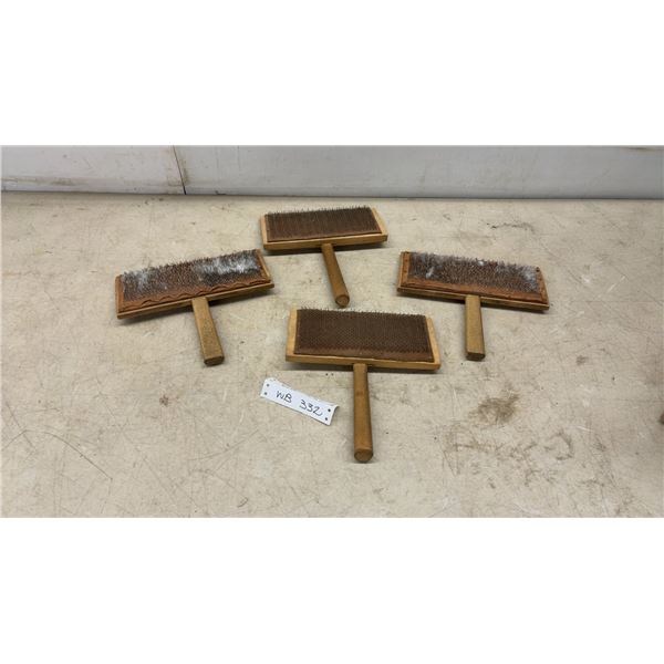 4 Antique Hand Carding Paddles for Wool Drum Carder by L.S. Watson and Co, Leicester
