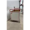Image 3 : Vintage 1970s Child's Mobile Toy Storage Cart with Red Metal Frame and Whimsical Graphics