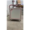 Image 5 : Vintage 1970s Child's Mobile Toy Storage Cart with Red Metal Frame and Whimsical Graphics