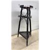 Image 1 : Vintage Black-Painted Bentwood Three-Legged Plant Stand With Round Top and Triangular Shelf, 26 ×