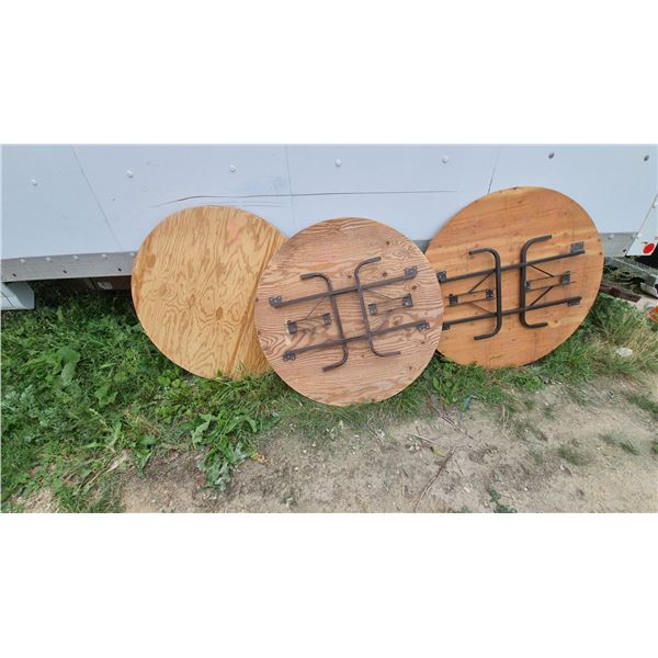 3 Folding-Leg Round Tables, 48” Across