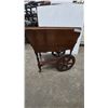 Image 2 : Drop Leaf Tea Cart with Carved Apron, Spindle Legs, and Spoked Wheels