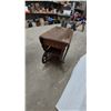 Image 5 : Drop Leaf Tea Cart with Carved Apron, Spindle Legs, and Spoked Wheels