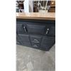 Image 5 : Black Dresser / Cupboard with Wood Top and 9 Drawers, Silver Handles