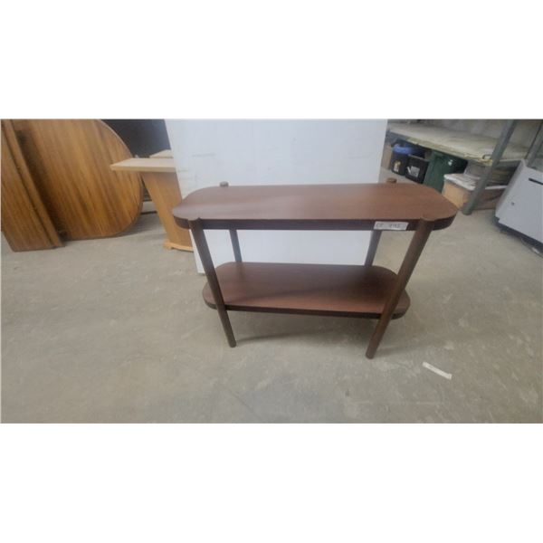 Two-Tiered Wood Console Table with Rounded Edges & Tapered Legs, 27"×36"×12"