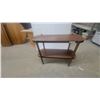 Image 1 : Two-Tiered Wood Console Table with Rounded Edges & Tapered Legs, 27"×36"×12"