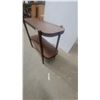 Image 2 : Two-Tiered Wood Console Table with Rounded Edges & Tapered Legs, 27"×36"×12"