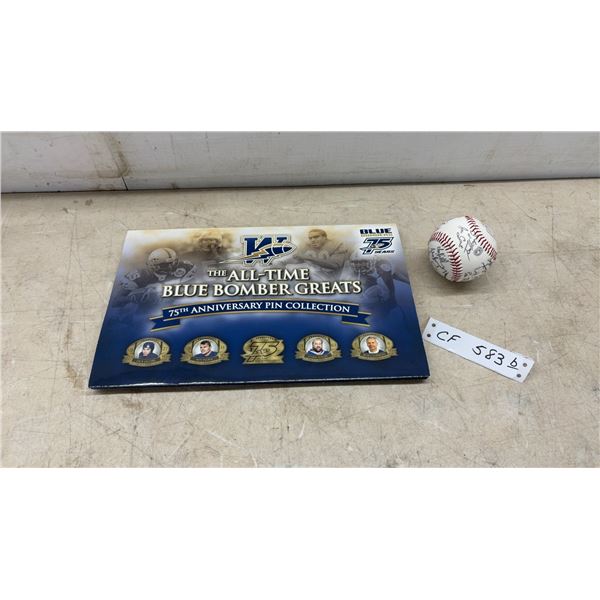 Winnipeg Blue Bombers 75th Anniversary All-Time Greats Pin Collection and Signed Baseball