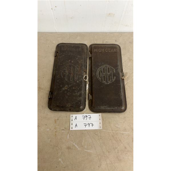 Pair of International Harvester Regular Gear and High Gear Cast Iron Covers