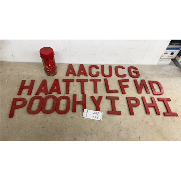 Red Wooden Letters and Jar of Red Rings