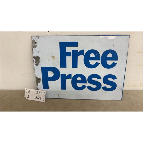 “Free Press” Metal Sign, 15”×11”