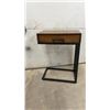 Image 2 : C-Shaped End Table with Drawer and Oval Butler's Tray Side Table with Brass Hinges