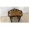 Image 6 : C-Shaped End Table with Drawer and Oval Butler's Tray Side Table with Brass Hinges