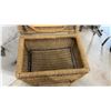 Image 5 : Vintage Woven Wicker Sewing Basket Stand with Hinged Lid and Lower Shelf