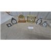 Image 1 : Assorted Desk Clocks: 2” Seagull" Metal Train and Bear Clocks, 2 Brass and Glass Clocks