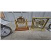 Image 3 : Assorted Desk Clocks: 2” Seagull" Metal Train and Bear Clocks, 2 Brass and Glass Clocks