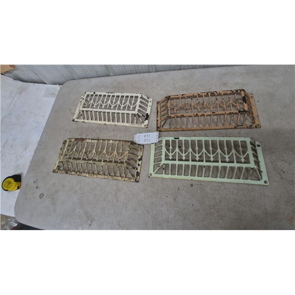 Four Cast Iron Decorative Grates, Various Colors, 6”×15”