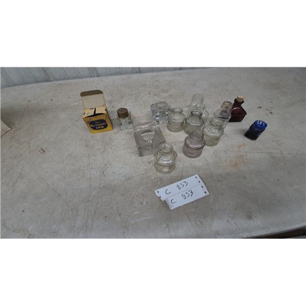 Lot of Assorted Inkwells and Bottles: Waterman's 3 Oz. Ink Box, Sanford's Pen-It Ink