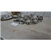 Image 2 : Brass Top Hat Ice Bucket, Divided Serving Tray, and Assorted Stainless Steel Bowls and Plates