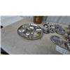 Image 4 : Brass Top Hat Ice Bucket, Divided Serving Tray, and Assorted Stainless Steel Bowls and Plates