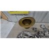 Image 6 : Brass Top Hat Ice Bucket, Divided Serving Tray, and Assorted Stainless Steel Bowls and Plates