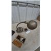 Image 2 : Vintage Desk Lamp with Inkwell, Cast Iron Bookends, and Boxed Rubber Stamp Set